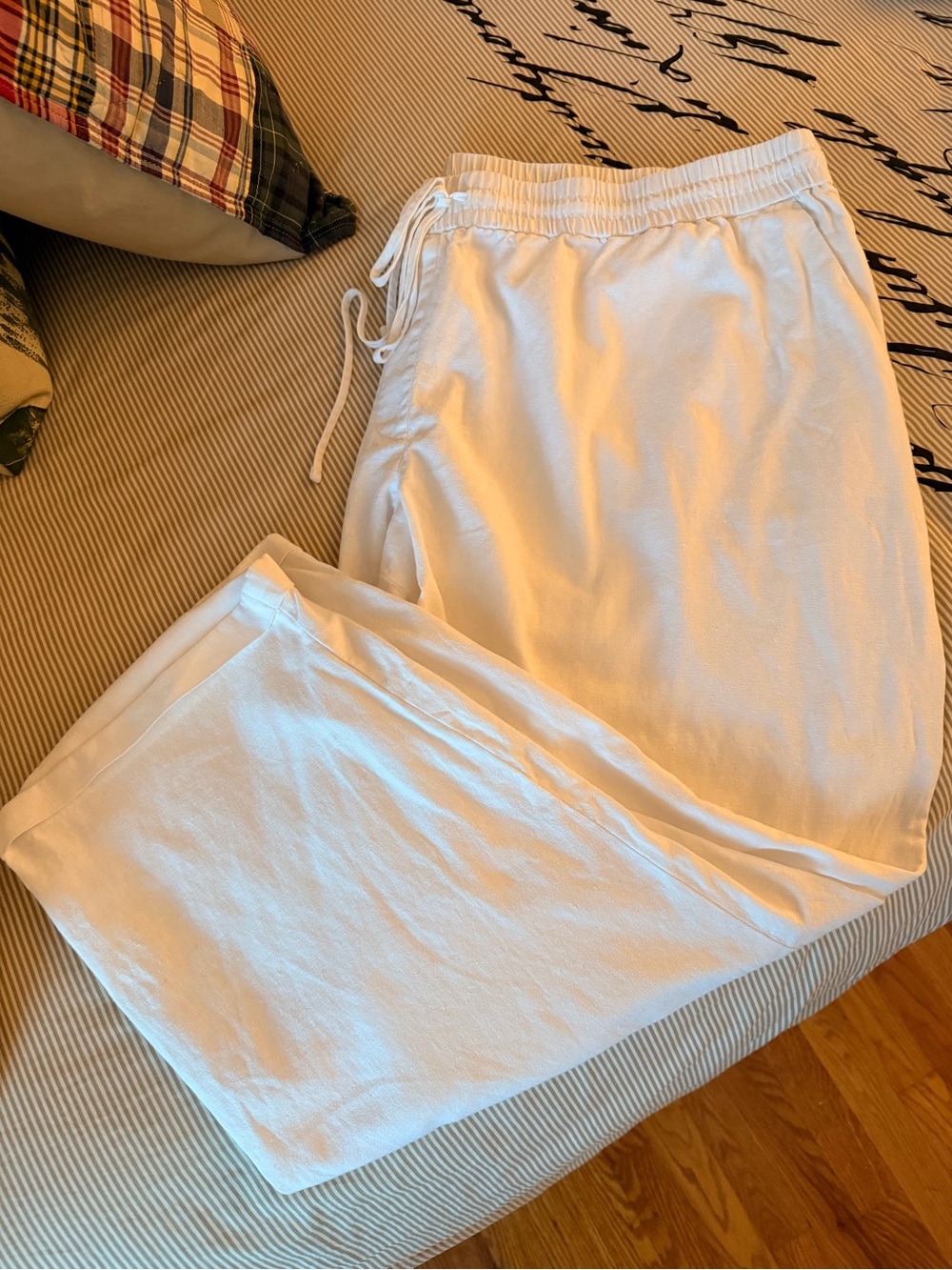 J. Crew White Cuffed Linen Pant